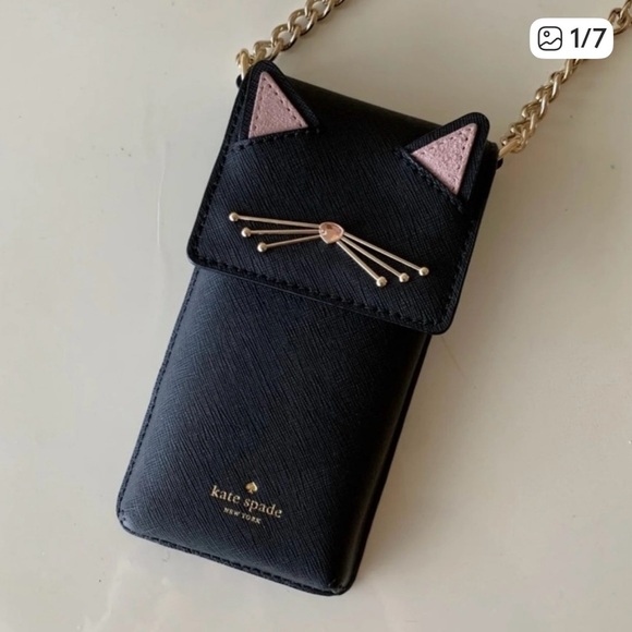 Kate Spade Black Cat Phone Bag - Picture 1 of 8
